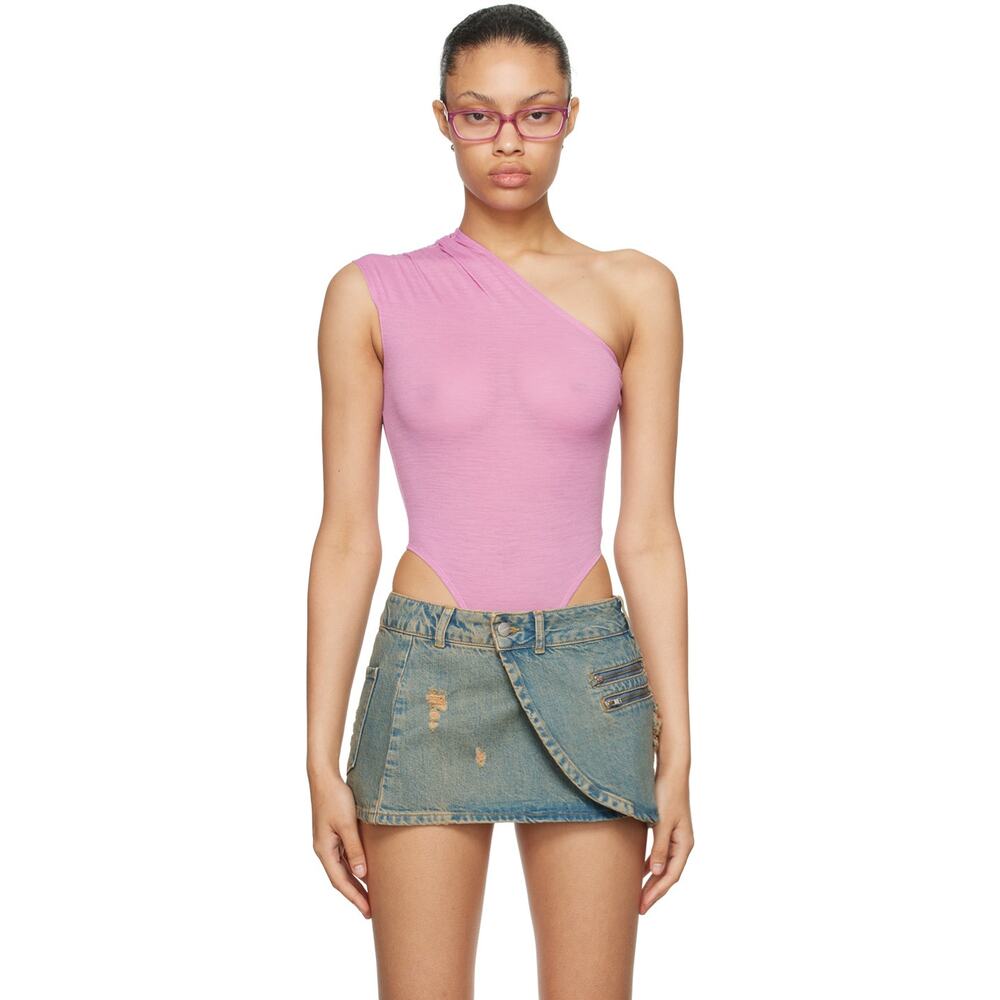 NWT Miaou Jade One Shoulder Bodysuit in Violet Purple Sz. S - Picture 9 of 9